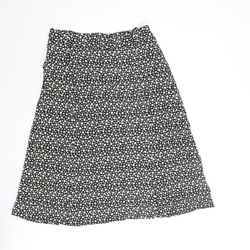 Bianca Womens Black Floral Viscose A-Line Skirt Size 8 Zip