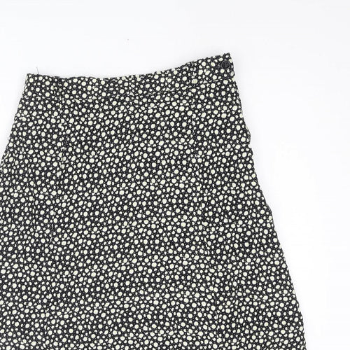 Bianca Womens Black Floral Viscose A-Line Skirt Size 8 Zip