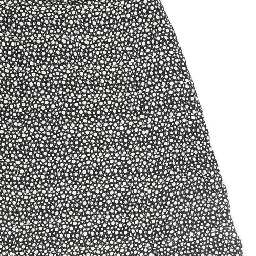 Bianca Womens Black Floral Viscose A-Line Skirt Size 8 Zip