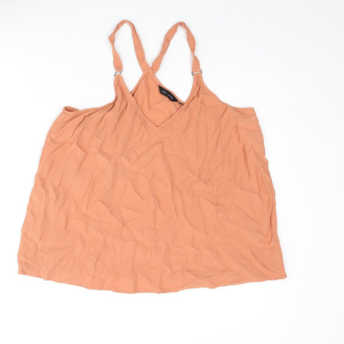 New Look Womens Pink Viscose Camisole Blouse Size 16 V-Neck