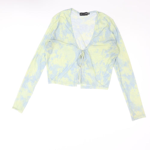 PRETTYLITTLETHING Womens Multicoloured Polyester Basic Blouse Size 10 V-Neck - Semi Sheer Tie Dye