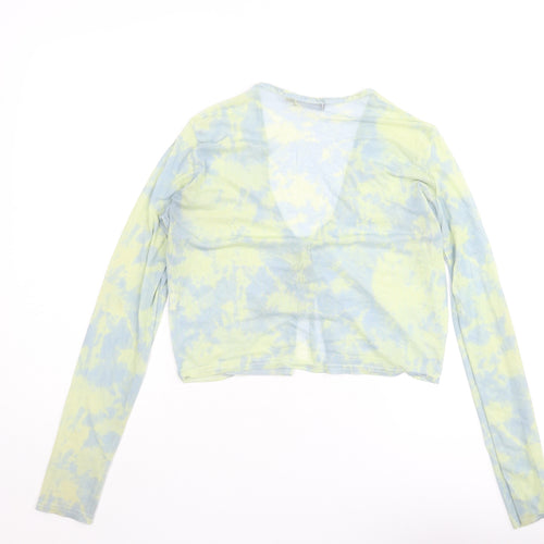 PRETTYLITTLETHING Womens Multicoloured Polyester Basic Blouse Size 10 V-Neck - Semi Sheer Tie Dye
