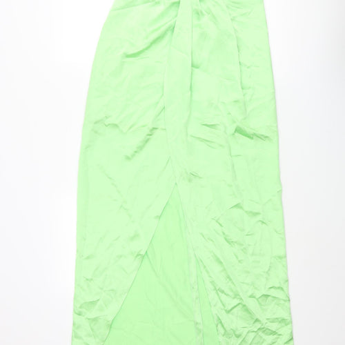 Zara Womens Green Polyester Maxi Skirt Size M Zip - Open Front
