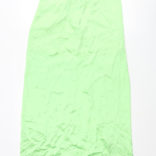 Zara Womens Green Polyester Maxi Skirt Size M Zip - Open Front