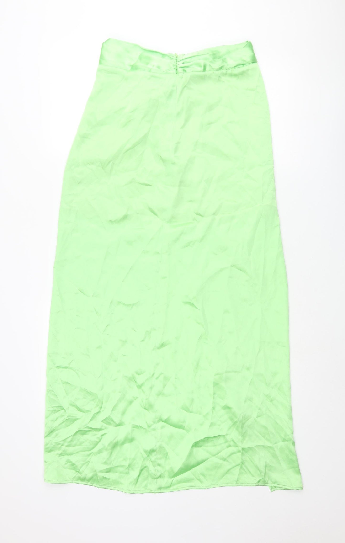 Zara Womens Green Polyester Maxi Skirt Size M Zip - Open Front