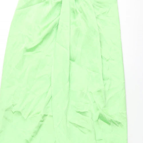 Zara Womens Green Polyester Maxi Skirt Size M Zip - Open Front