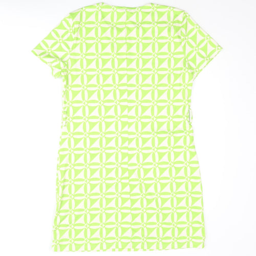 River Island Womens Green Geometric Polyester Shift Size 12 Round Neck Pullover - Pocket Detail