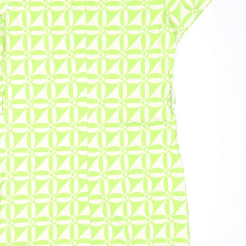 River Island Womens Green Geometric Polyester Shift Size 12 Round Neck Pullover - Pocket Detail