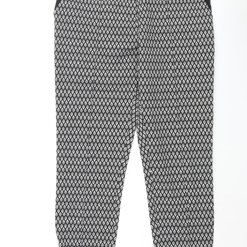 Topshop Womens Black Geometric Polyester Dress Pants Trousers Size 10 L25 in Regular Zip