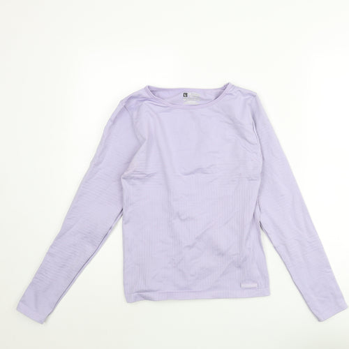PRETTYLITTLETHING Womens Purple Polyamide Basic Casual Size L Round Neck Pullover - Ribbed Detail Logo