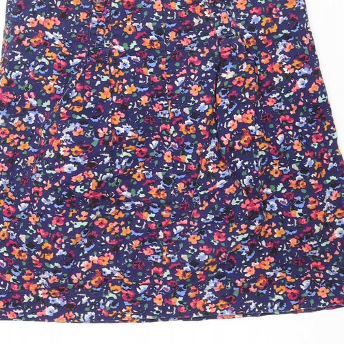 Topshop Womens Multicoloured Floral Cotton Mini Skirt Size 12 Zip - Pleated Pockets