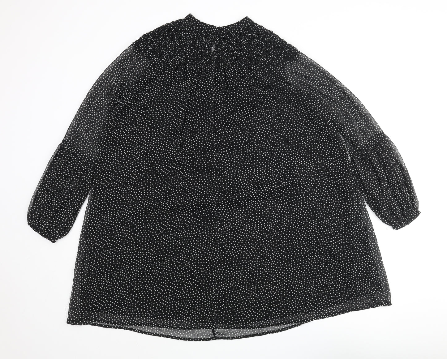 Zara Womens Pink Polka Dot Polyester Shift Size S Mock Neck Button