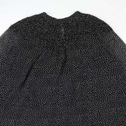 Zara Womens Pink Polka Dot Polyester Shift Size S Mock Neck Button