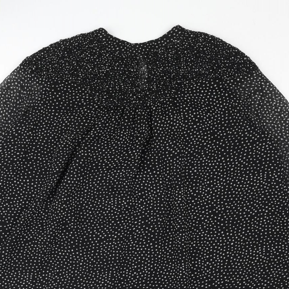 Zara Womens Pink Polka Dot Polyester Shift Size S Mock Neck Button