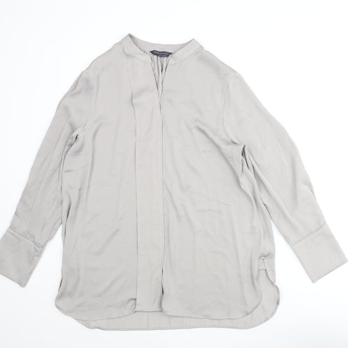Marks and Spencer Womens Grey Polyester Tunic Blouse Size 14 V-Neck