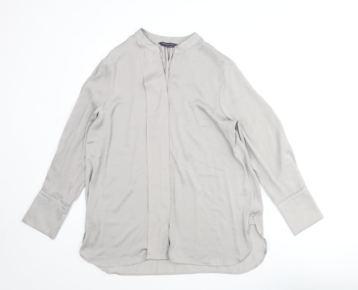 Marks and Spencer Womens Grey Polyester Tunic Blouse Size 14 V-Neck