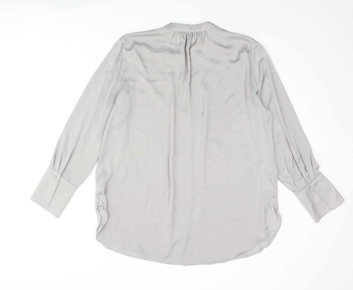 Marks and Spencer Womens Grey Polyester Tunic Blouse Size 14 V-Neck