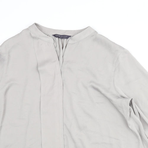 Marks and Spencer Womens Grey Polyester Tunic Blouse Size 14 V-Neck