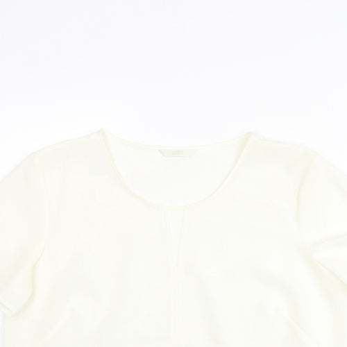 Marks and Spencer Womens Ivory Polyester Basic Blouse Size 14 Round Neck - Keyhole Neck