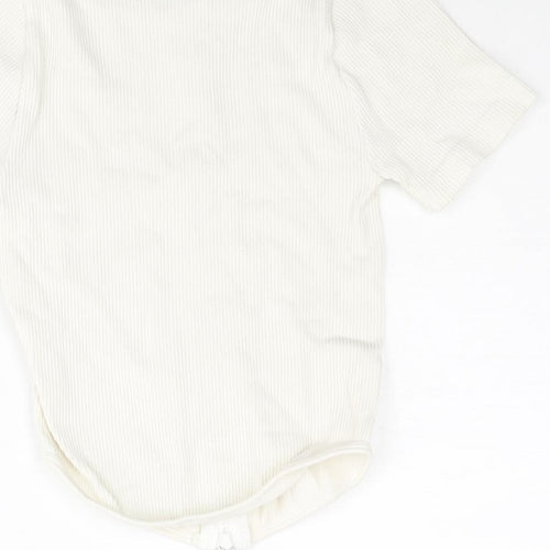 PRETTYLITTLETHING Womens Ivory Polyamide Basic T-Shirt Size XS Round Neck - Ribbed
