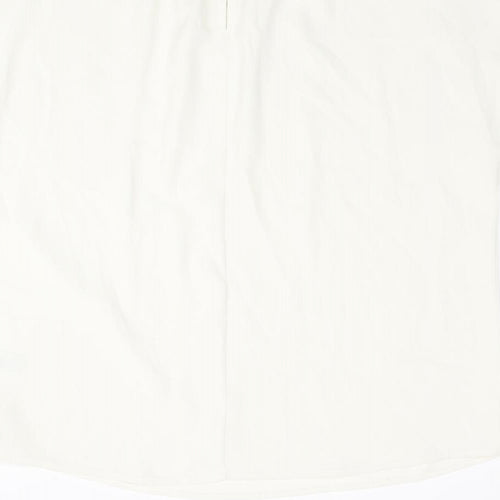 Marks and Spencer Womens Ivory Polyester Basic Blouse Size 12 Round Neck - Rhinestone Collar