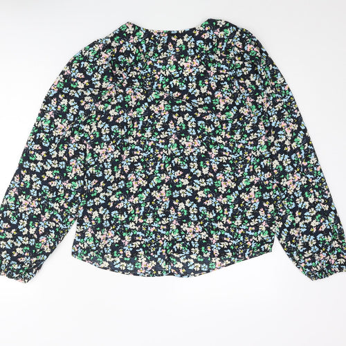 Marks and Spencer Womens Multicoloured Floral Polyester Basic Blouse Size 10 V-Neck - Button Detail