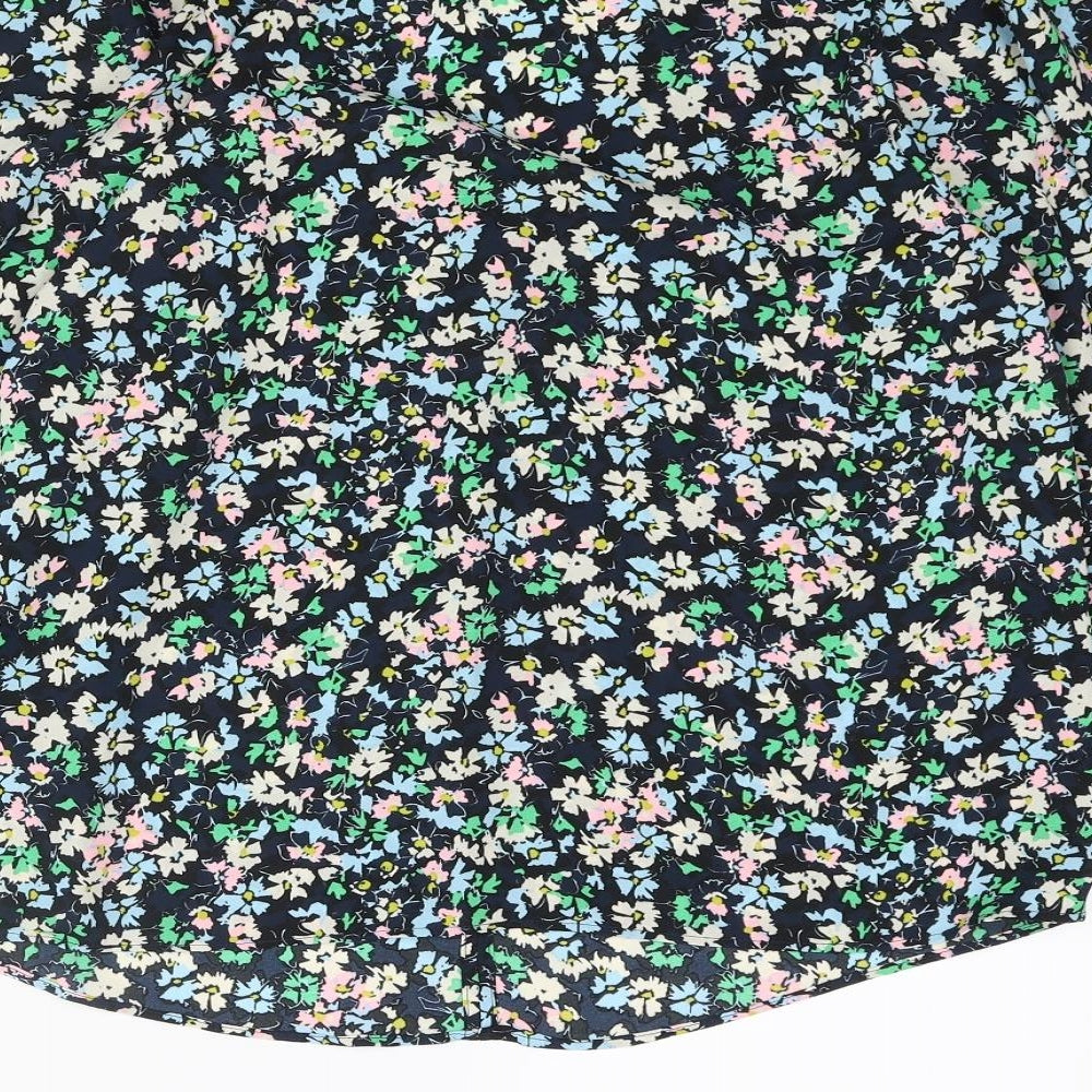 Marks and Spencer Womens Multicoloured Floral Polyester Basic Blouse Size 10 V-Neck - Button Detail