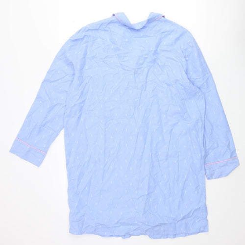 Marks and Spencer Womens Blue Geometric Cotton Cami Nightshirt Size 10 Button