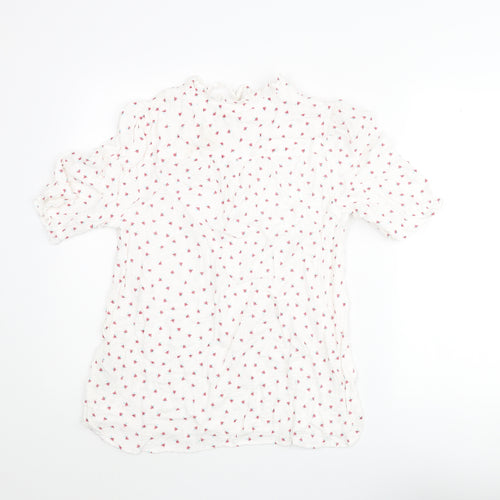 Per Una Womens White Floral Cotton Basic Blouse Size 12 V-Neck