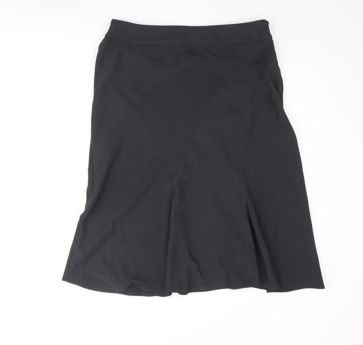 Marks and Womens Grey Polyester Trumpet Skirt Size 12 Zip