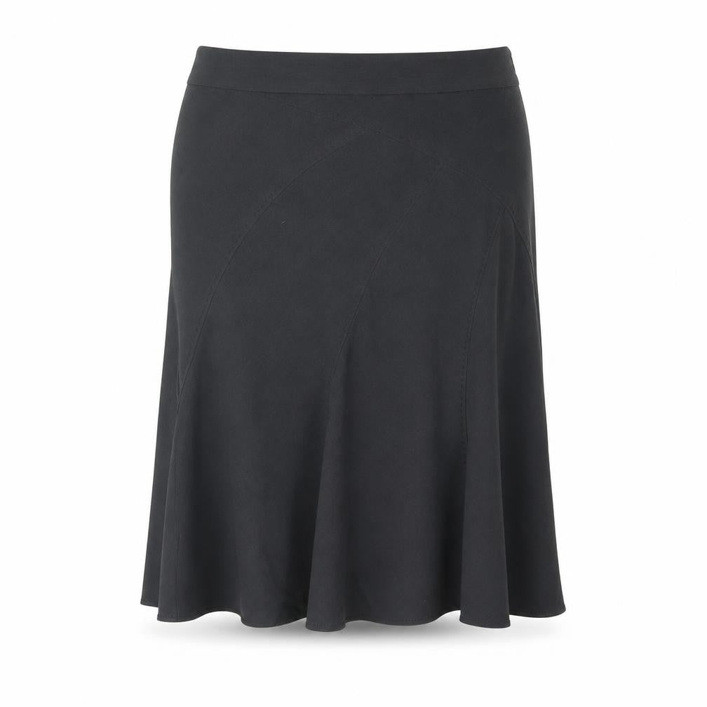 Front view of Marks & Spencer women’s grey polyester trumpet skirt, size UK 12, zip