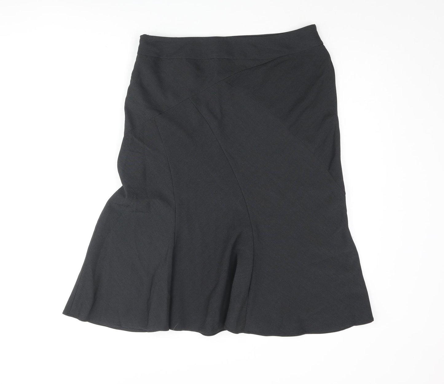 Marks and Womens Grey Polyester Trumpet Skirt Size 12 Zip