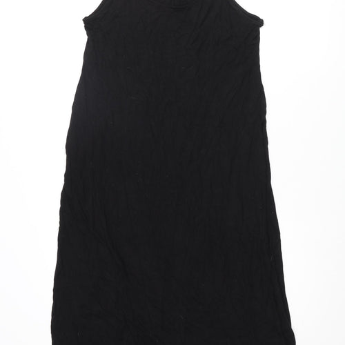 H&M Womens Black Viscose Tank Dress Size M Scoop Neck Pullover