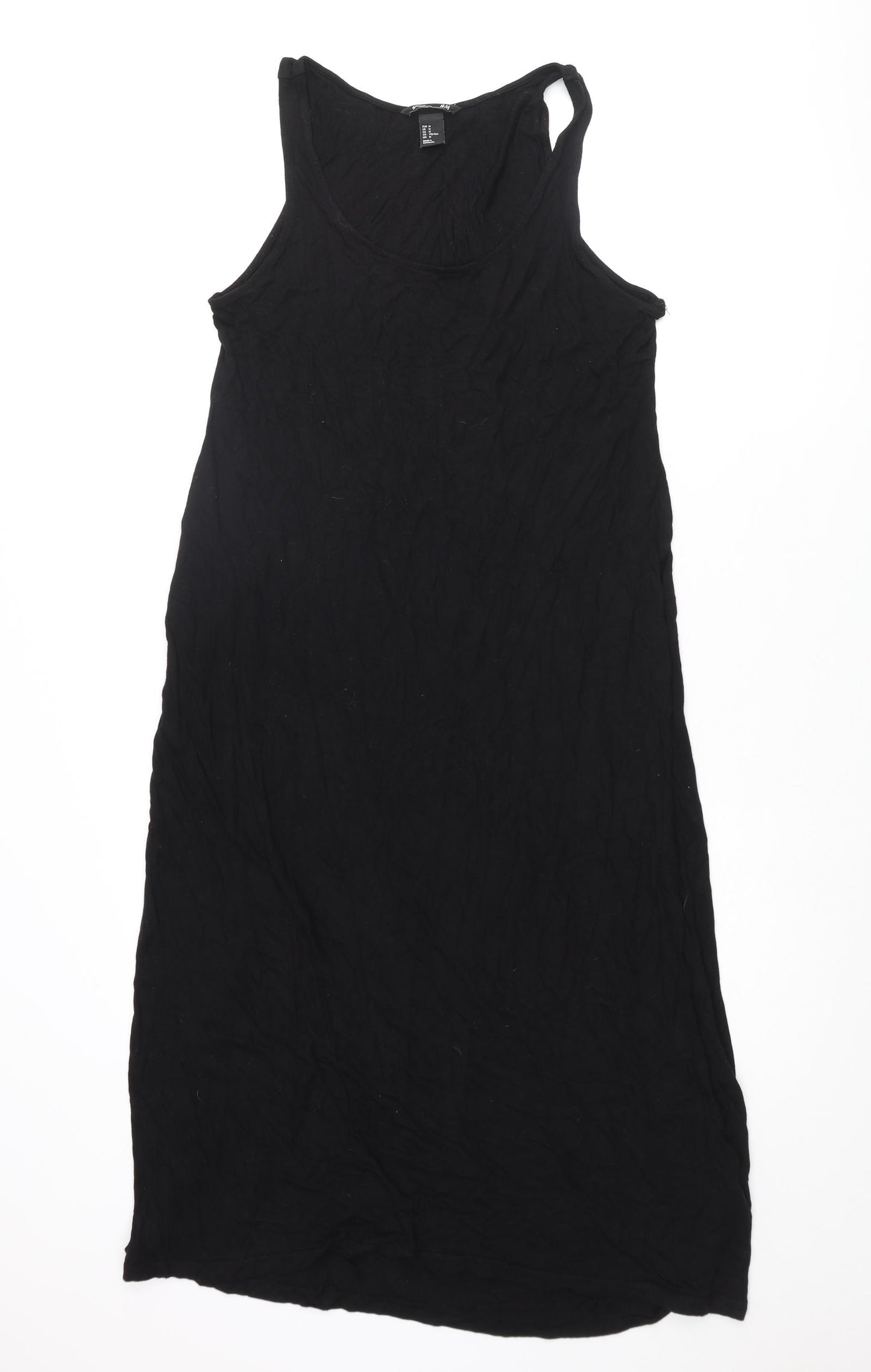 H&M Womens Black Viscose Tank Dress Size M Scoop Neck Pullover