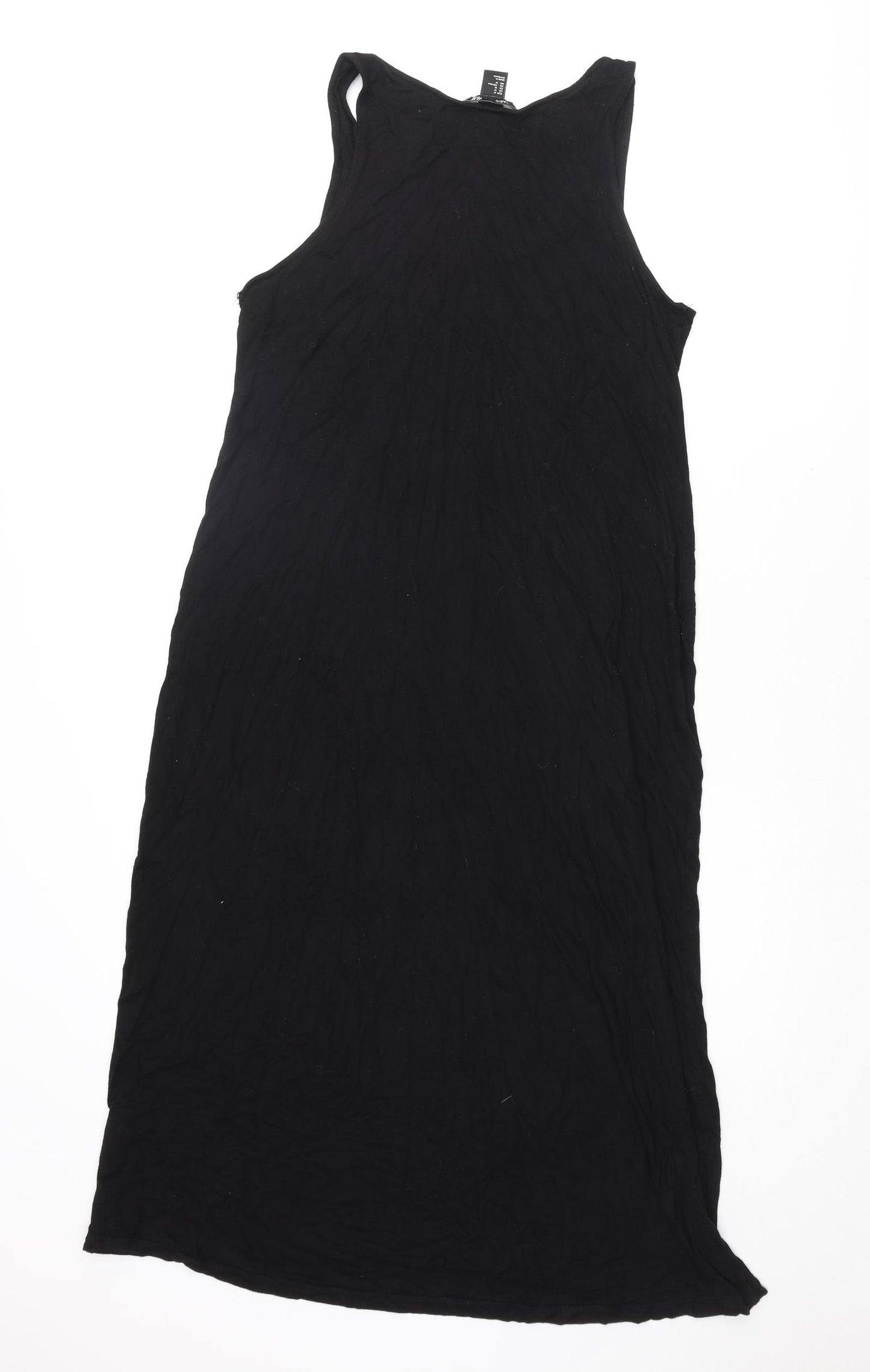 H&M Womens Black Viscose Tank Dress Size M Scoop Neck Pullover