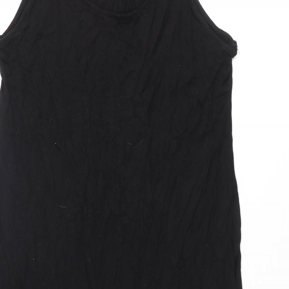 H&M Womens Black Viscose Tank Dress Size M Scoop Neck Pullover