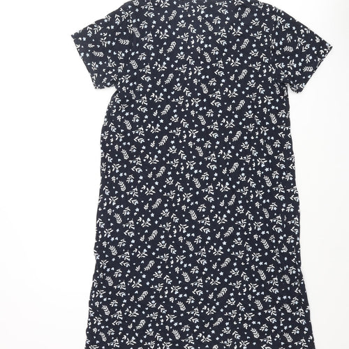 Arista Womens Blue Floral Cotton Cami Dress Size 8 Button - Lace Trim Button Size 8-10