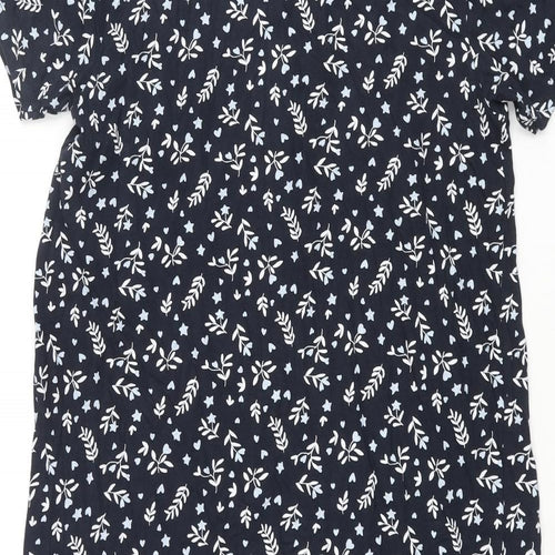 Arista Womens Blue Floral Cotton Cami Dress Size 8 Button - Lace Trim Button Size 8-10