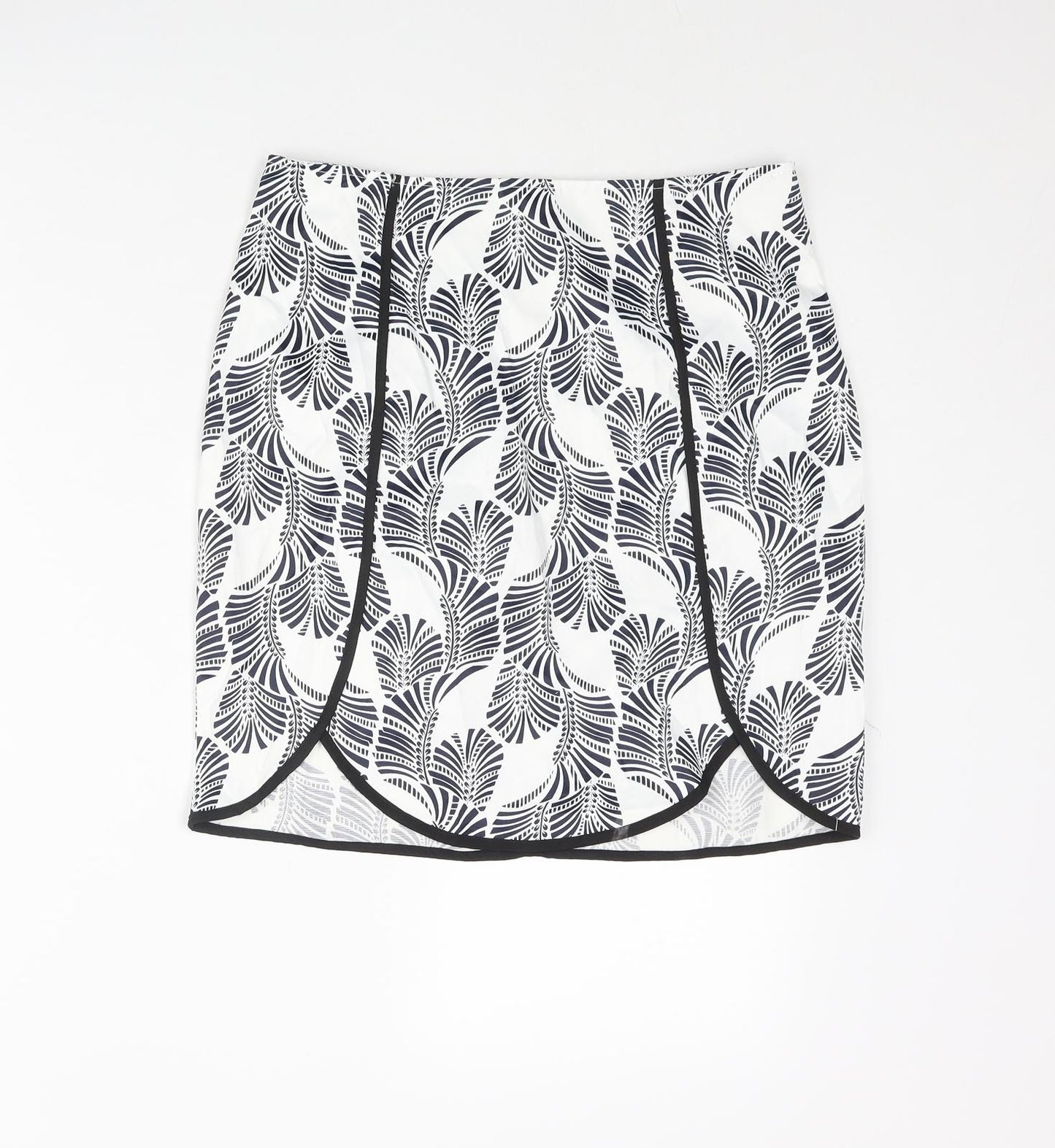 Boohoo Womens White Geometric Polyester Mini Skirt Size 10 Zip - Piping Detail