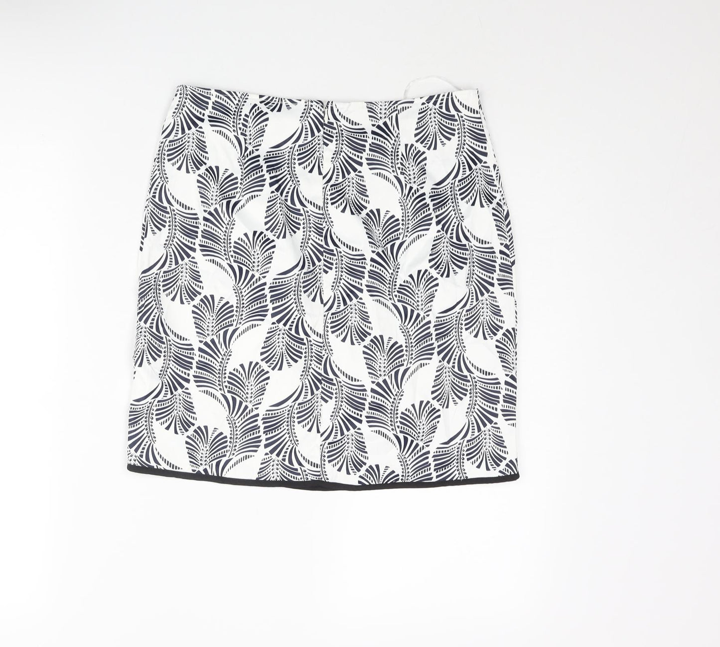 Boohoo Womens White Geometric Polyester Mini Skirt Size 10 Zip - Piping Detail