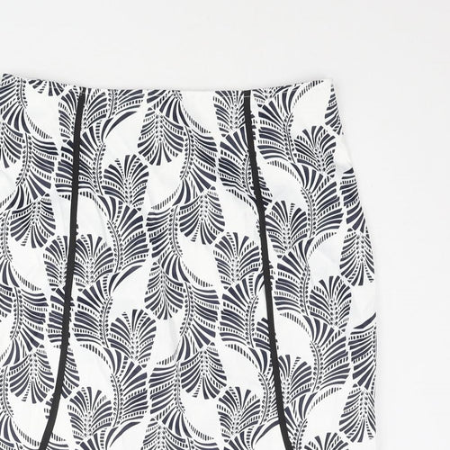 Boohoo Womens White Geometric Polyester Mini Skirt Size 10 Zip - Piping Detail