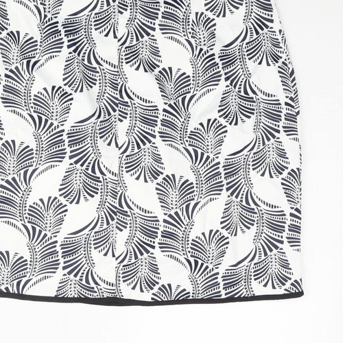 Boohoo Womens White Geometric Polyester Mini Skirt Size 10 Zip - Piping Detail