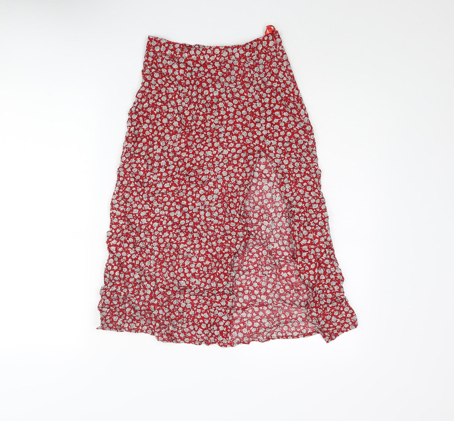 Motel Womens Red Floral Viscose Straight & Pencil Skirt Size XS Zip - Size XXS