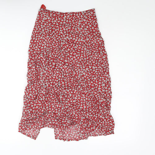 Motel Womens Red Floral Viscose Straight & Pencil Skirt Size XS Zip - Size XXS