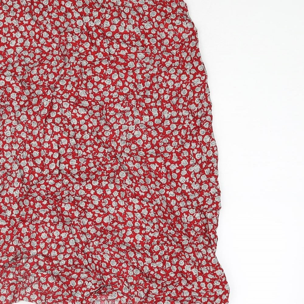 Motel Womens Red Floral Viscose Straight & Pencil Skirt Size XS Zip - Size XXS