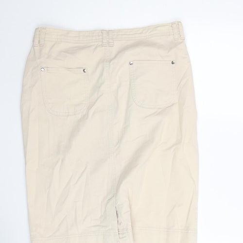 Per Una Womens Beige Cotton Straight & Pencil Skirt Size 12 Button
