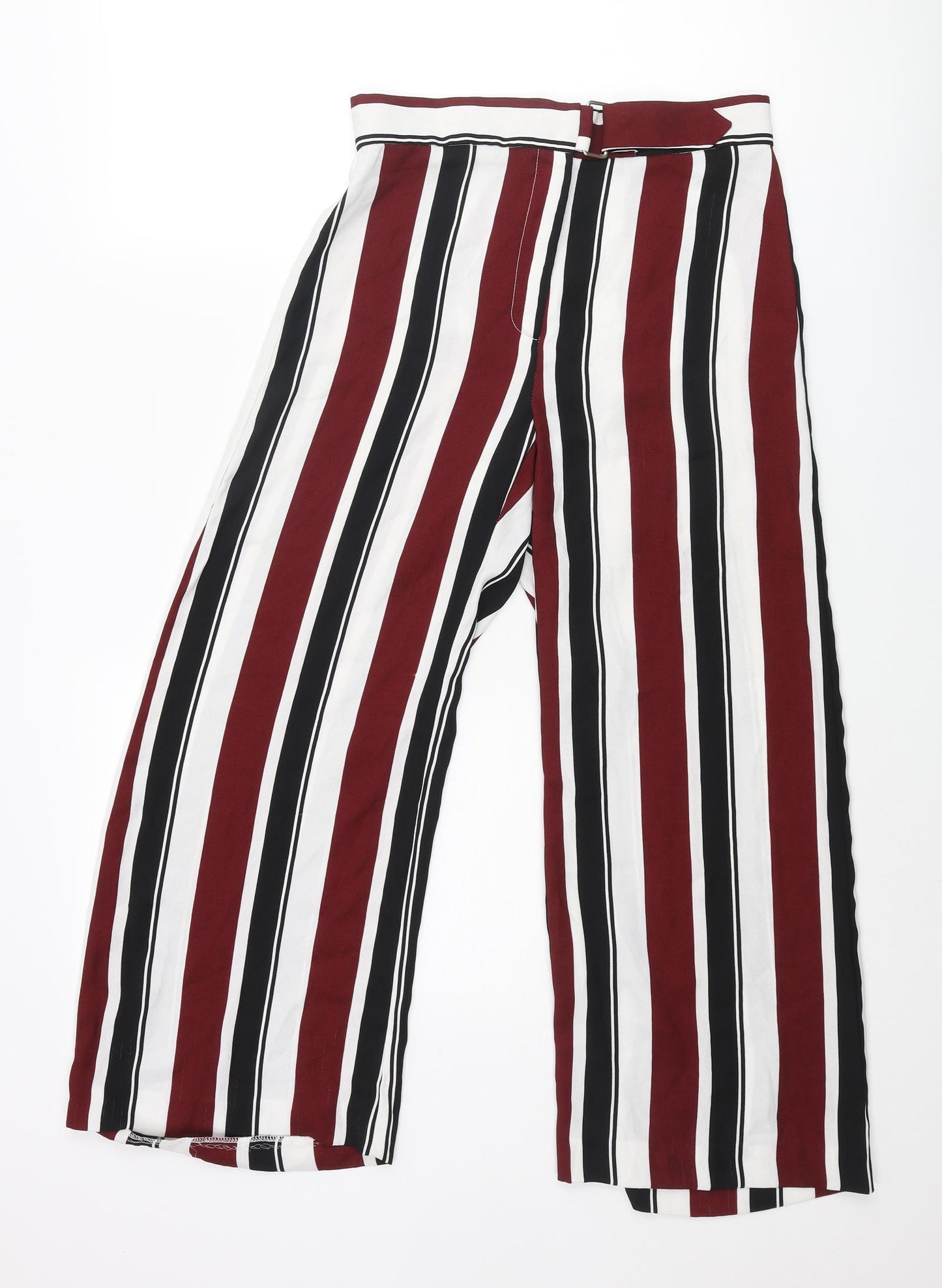 River Island Womens Multicoloured Striped Polyester Trousers Size 8 L23 in Regular Zip - Buckle