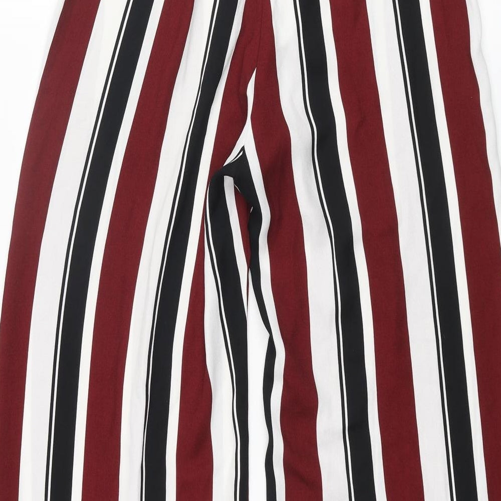 River Island Womens Multicoloured Striped Polyester Trousers Size 8 L23 in Regular Zip - Buckle
