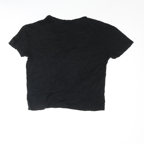 Dynamite Womens Black Viscose Basic T-Shirt Size M V-Neck