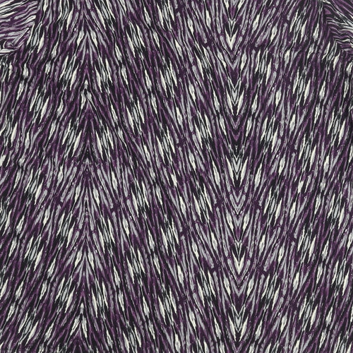 Bonmarché Womens Purple Geometric Polyester Basic Blouse Size 20 V-Neck - Layered Waterfall Front